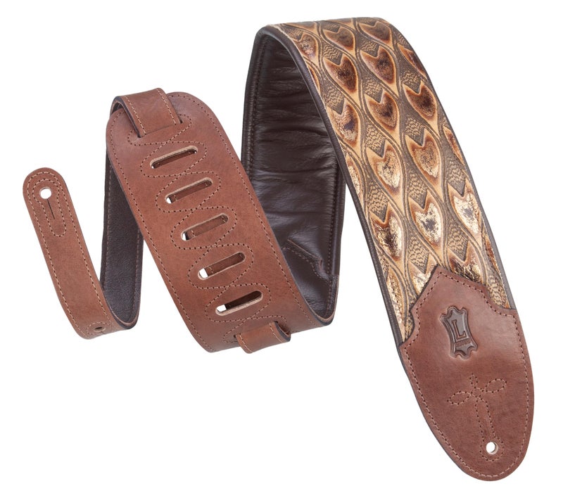 Levy's Leathers Sundance Series 3" Wide Embossed Leather Guitar Strap â€“ Premium Brown Arrowhead Design, Wide & Comfortable Support (M4WP-005) - Image 1